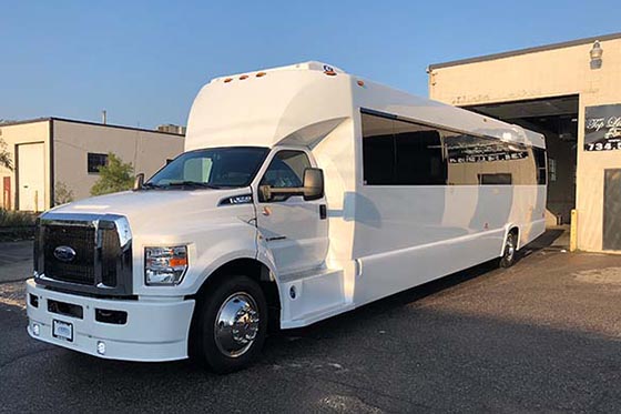white limo bus